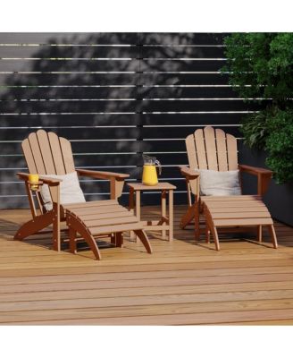5-Piece Adirondack Chair with Folding Ottoman and Table Set