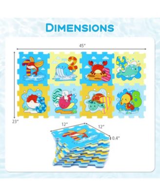 8-Piece Educational Interlocking Baby Play Mat with Animals and Numbers