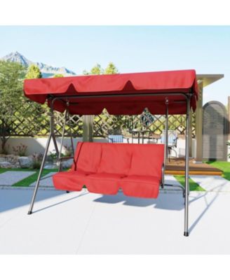 3 Seat Outdoor Porch Swing with Adjustable Canopy