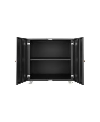 File Cabinet on Wheels, Mobile Metal Printer Stand with 2 Doors and Adjustable Shelf for Home Office, Small Spaces - Black