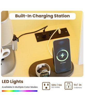 Pantry Cabinet with Charging Station, Kitchen Hutch with Storage Drawers and Adjustable Shelves