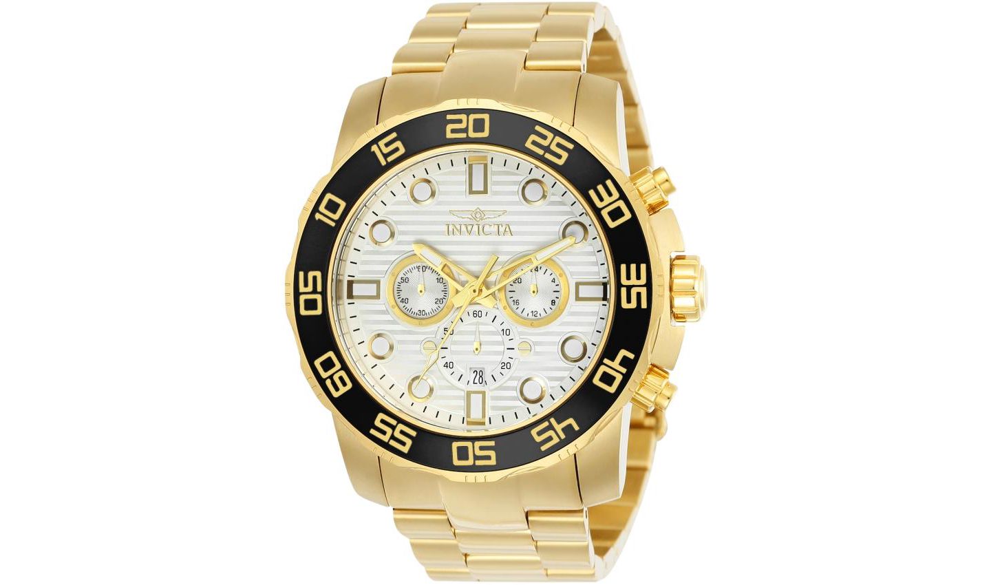 Мужские часы Invicta 22229 Pro Diver Quartz Chronograph Silver Dial, цвет: Золотой — фото 1
