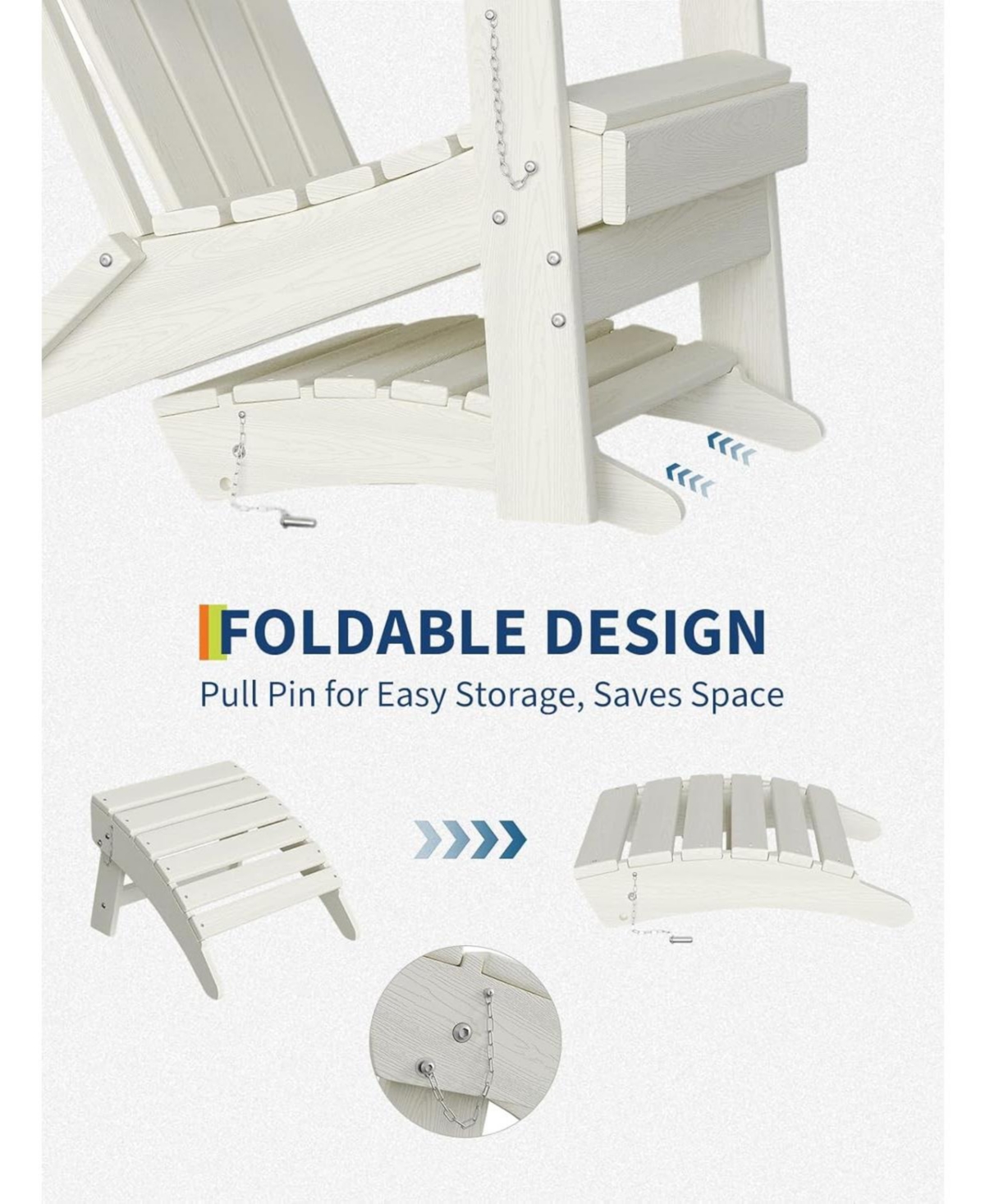 gaomon Folding Adirondack Ottoman Set of 2 - Hdpe All-Weather Outdoor Footrests for Patio, Deck