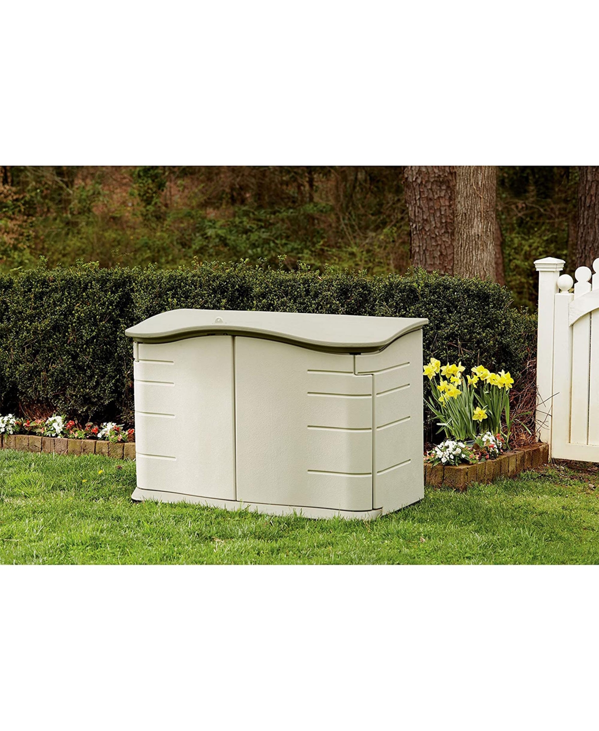 Rubbermaid Plastic Double Walled Horizontal Outdoor Storage Shed, Sand