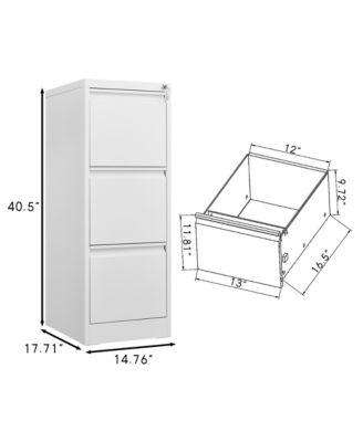 3 Drawer File Cabinet, Vertical Metal File Cabinet with Lock, Steel Storage Organizer for Letter/A4/Legal Size File