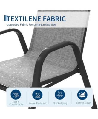 Patio Chairs Set of 4, Outdoor Stackable, Textilene Fabric Dining Chairs