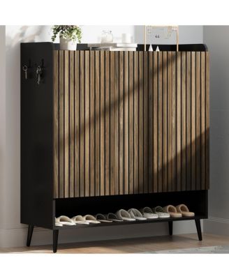 Large 3-Door Shoe Cabinet with Adjustable Shelves, Closed Shoe Organizer