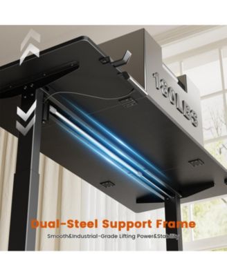 55x24" Sit-Stand Desk Height Adjustable Computer Desk with 2 Hooks, Storage Drawers, Printer Cabinet