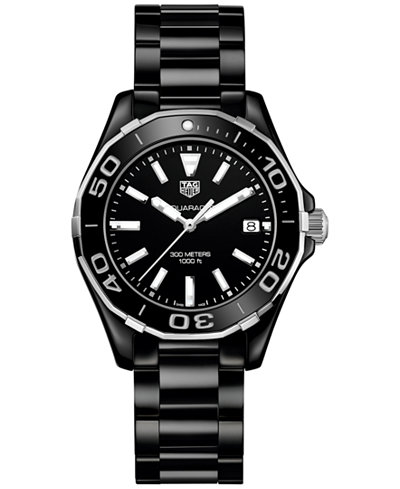 TAG Heuer Women's Swiss Aquaracer Black Ceramic Bracelet Watch 35mm WAY1390.BH0716