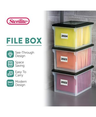 File Box, Clear Bankers Box, Organizer Storage Tote w/ Lid (8 Pack)