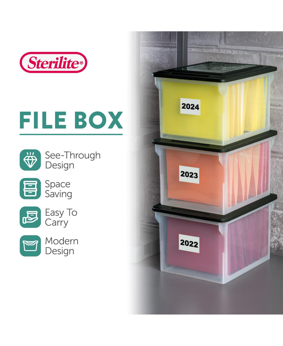 Sterilite File Box, Clear Bankers Box, Organizer Storage Tote w/ Lid (8 Pack)