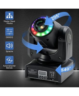100W RGBW Moving Head Stage Light with Dynamic Pattern & Rainbow Effects, Sound/DMX Ready
