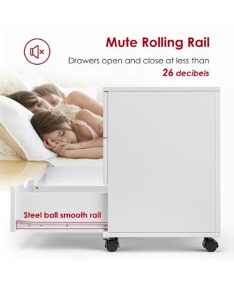 3-Drawer Vertical Filing Cabinet, Wood Mobile File Cabinet, Storage Cabinet with Wheels, Under Desk for Home Office