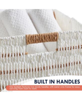 6 Pack Paper Wicker Storage Cube Bin Shelf Basket