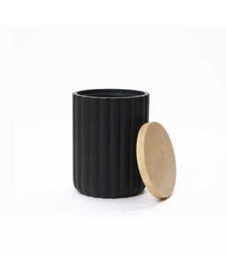 Fluted Round Patio Side Table with Removable Lid & Galvanized Metal Ice Bucket