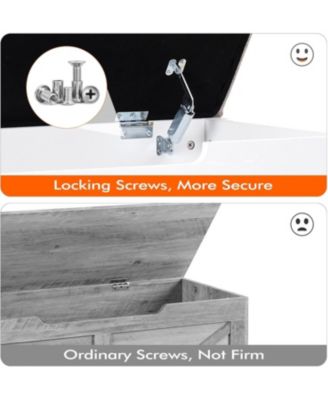 39.4" Wooden Flip-Top Storage Bench - Entryway Chest with 2 Safety Hinges Large Capacity Organizer