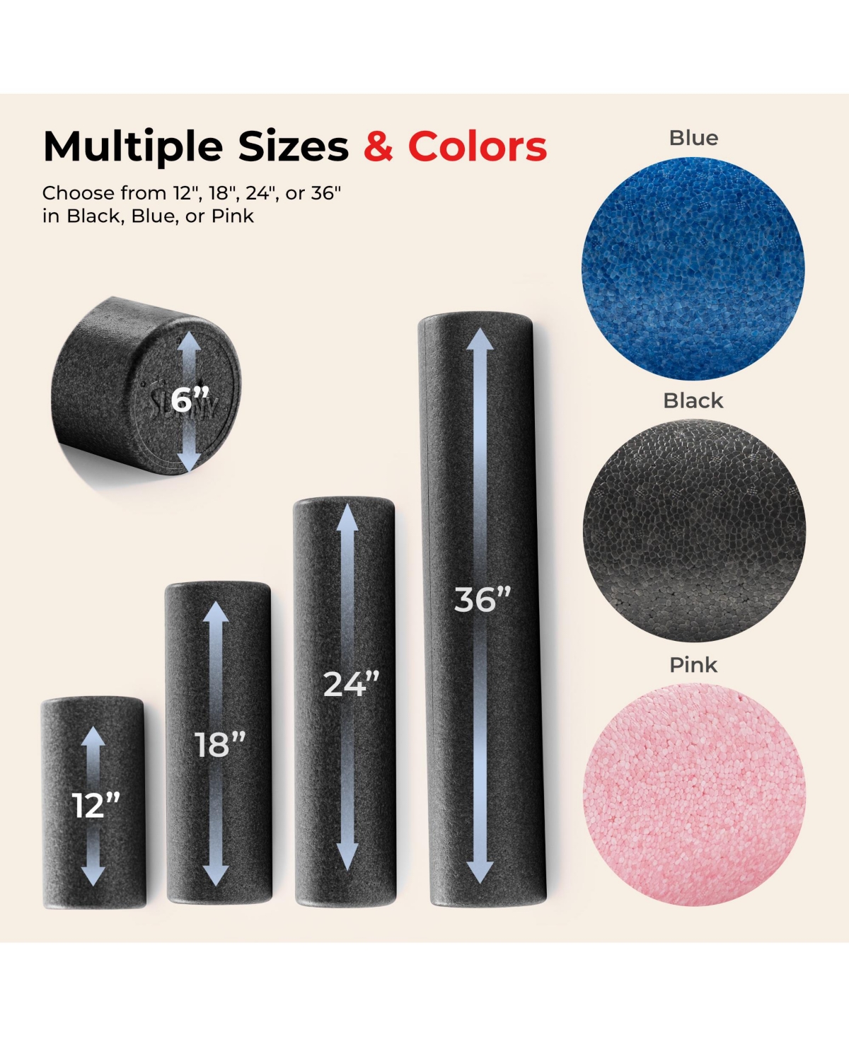 Sunny Health & Fitness 12" Yoga Foam Roller