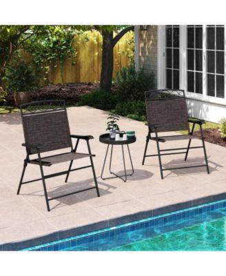 4 Pack Patio Folding Chairs Outdoor Dining Chairs w/ Backrests & Armrests