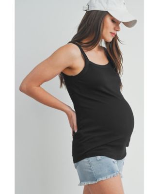 Maternity Ribbed Square Neck Sleeveless Tank Top