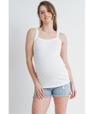 Maternity Ribbed Square Neck Sleeveless Tank Top