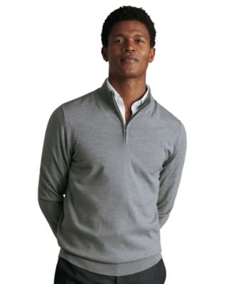 Men's Long Sleeve Quarter-Zip Merino Wool Sweater