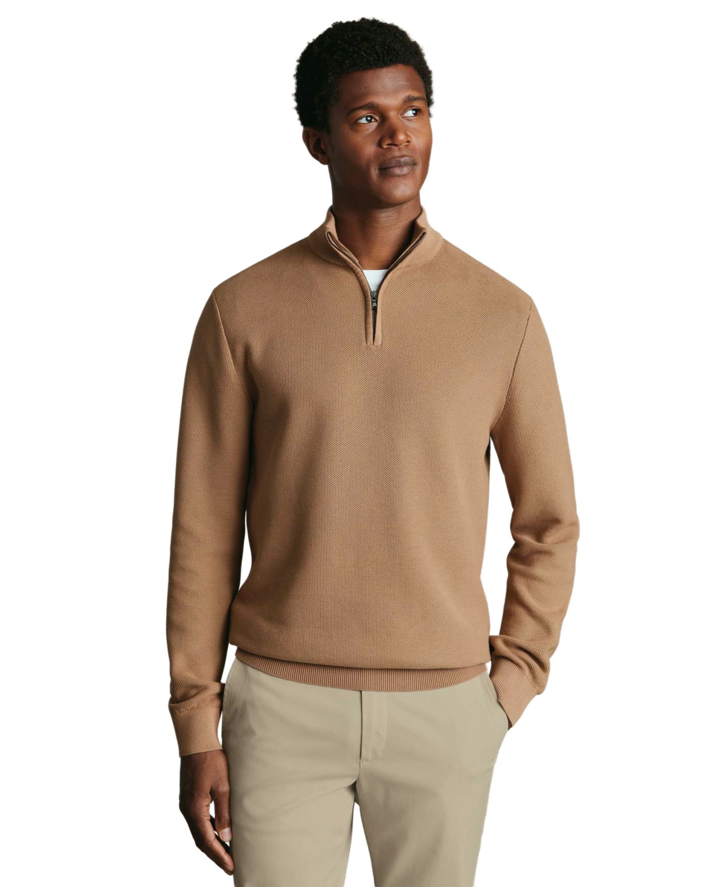 Мужской свитер Charles Tyrwhitt Honeycomb Regular-Fit Knit, цвет: Верблюжий — фото 1
