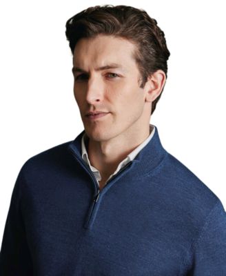 Men's Long Sleeve Quarter-Zip Merino Wool Sweater