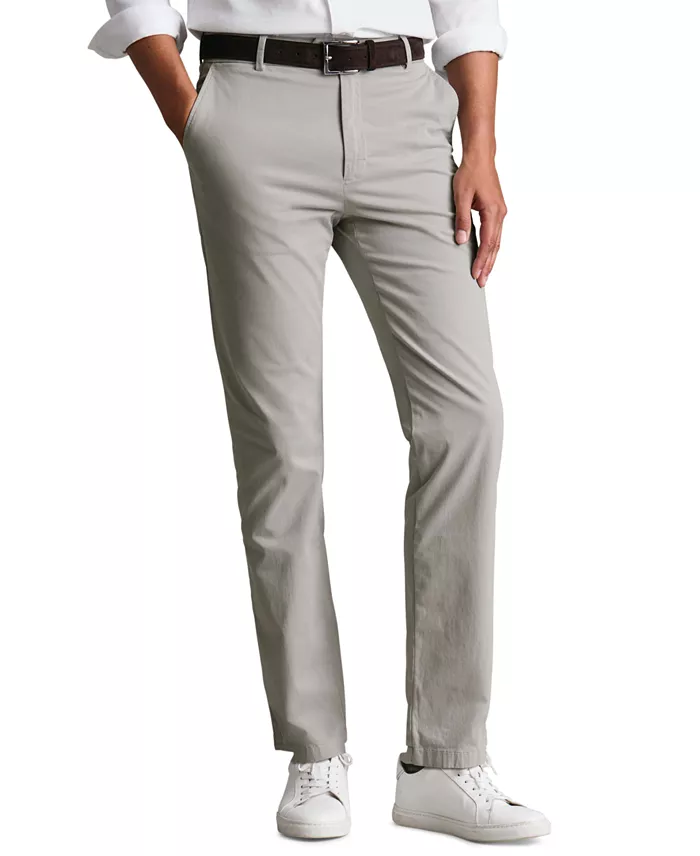 Men's Tan Slim-Fit Washed Chino Pants - thumbnail 6