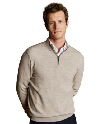 Men's Long Sleeve Quarter-Zip Merino Wool Sweater