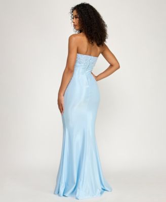 Juniors' Strapless Beaded Maxi Dress
