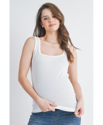 Maternity Square Neck Ribbed Sleeveless Tank Top