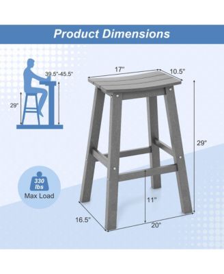 29'' Patio Bar Stool Set of 2 w/ Curved Seat & Footrests for Backyard Outdoor