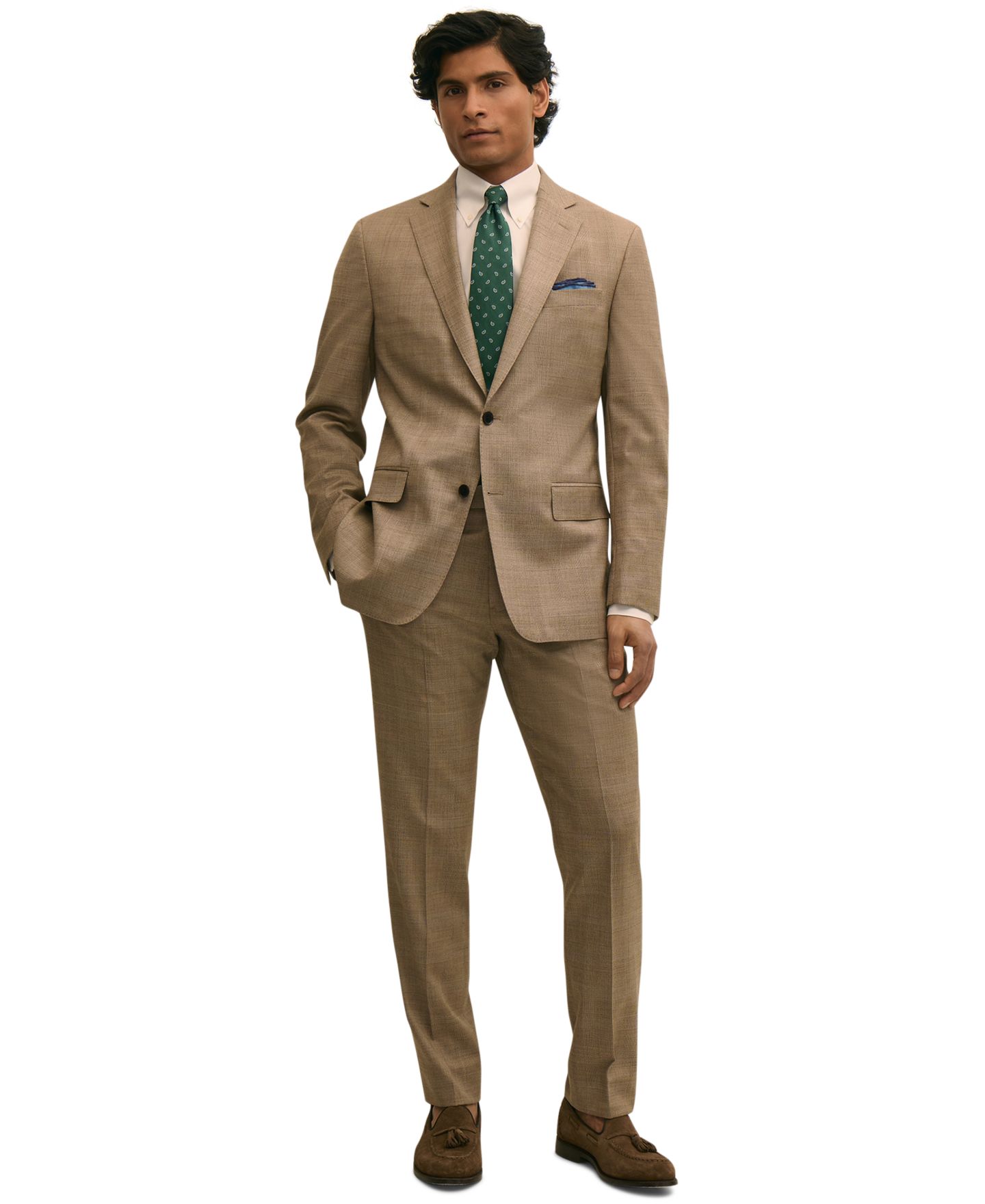 Мужские пиджаки B By Brooks Brothers Plaid Stretch Classic-Fit Suit, цвет: Бежевый — фото 6