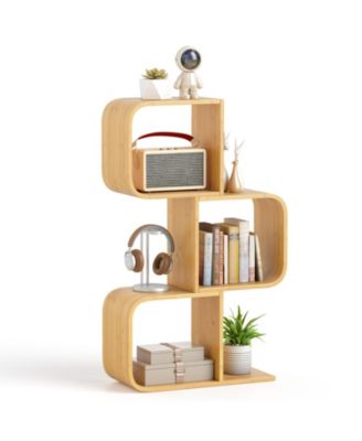 3-Tier S-Shaped Bookcase with 3 Open Cubes for Living Room