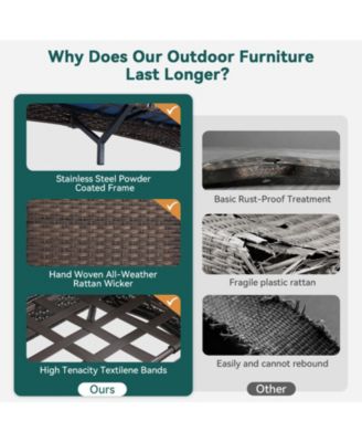 5-Piece Brown Wicker Patio Conversation Set with 6 in. Olefin Cushions/Patio Swivel Chair with Couch