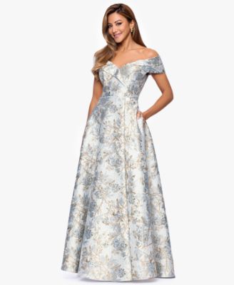 Women's Sweetheart-Neck Metallic-Jacquard Ball Gown