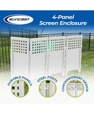 4 Panel Screen Enclosure Freestanding Steel Resin Reversible Panel Outdoor Screen TRE