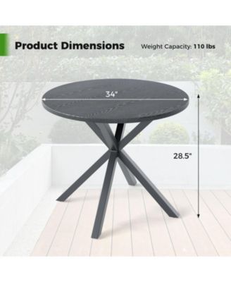34 Inch Round Patio Bistro Table w/ Wood-Like Top & X-Shaped Legsfor Outside