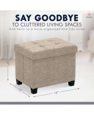 Small Rectangle Storage Ottoman Foot Stool with Legs