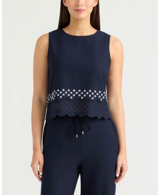 Women's Sleeveless Top with Eyelet Detailing