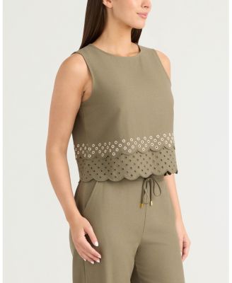 Women's Sleeveless Top with Eyelet Detailing