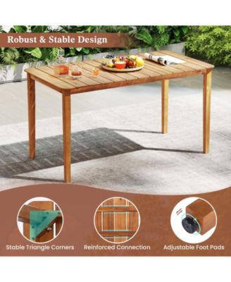 Rectangular Outdoor Dining Table 4-6 People Large Acacia Wood Patio Bistro Table