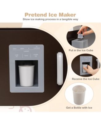 Corner Wooden Play Kitchen with Lights & Sounds, Large Pretend Play Kitchen Set for Kids