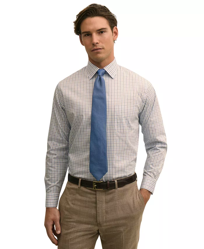 Men's Check Spread-Collar Dress Shirt