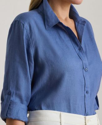 Plus Size Relaxed Fit Roll-Tab-Sleeve Shirt
