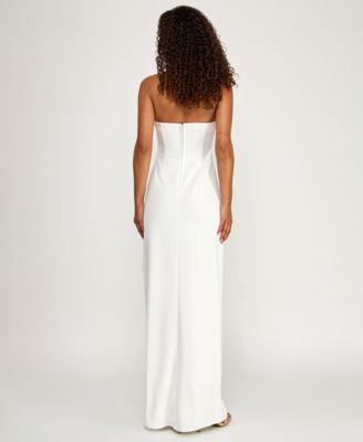 Juniors' Hardware-Trim Strapless Gown