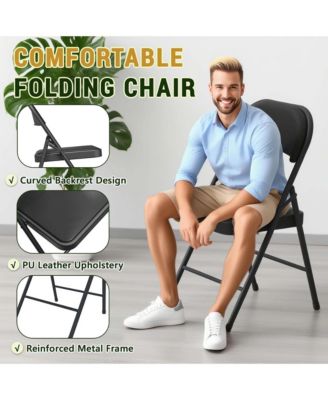 4 Pieces Folding Chairs - Waterproof, Stackable & Durable for Parties & Outdoor