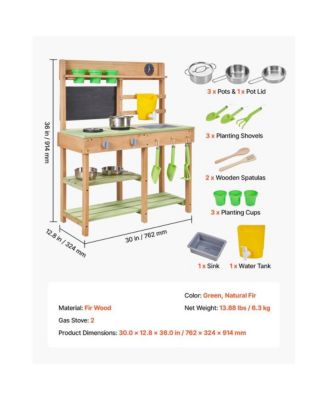 Kids Outdoor Mud Kitchen Playset with Sink, Tank, and Cookware