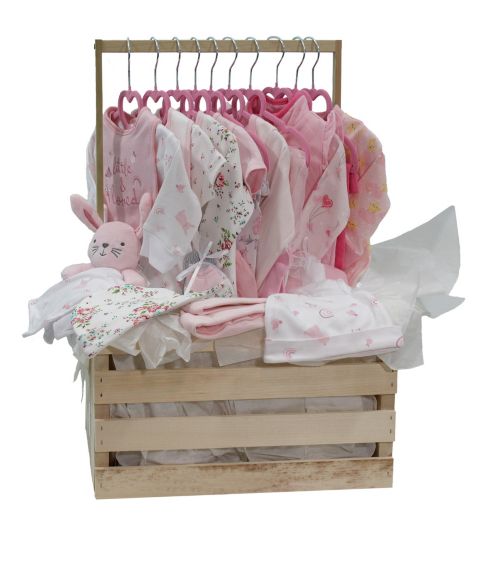 Комплекты 3 Stories Trading First Year Baby Shower Gift Crate, 36-Piece Set для девочек-малышей, цвет: Розовый