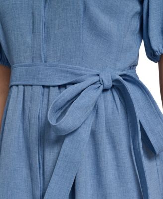 Women's Puff-Sleeve Collared Shirtdress